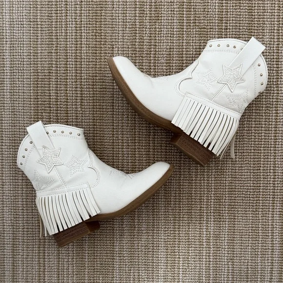 White Fringe Western Toddler Boots - Picture 2 of 5